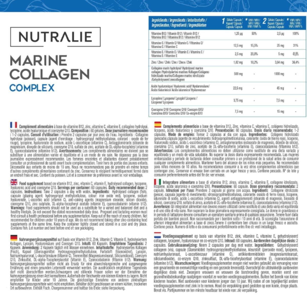 Nutralie Colágeno Marino Complex Ácido Hialurónico Piel 60 Cápsulas