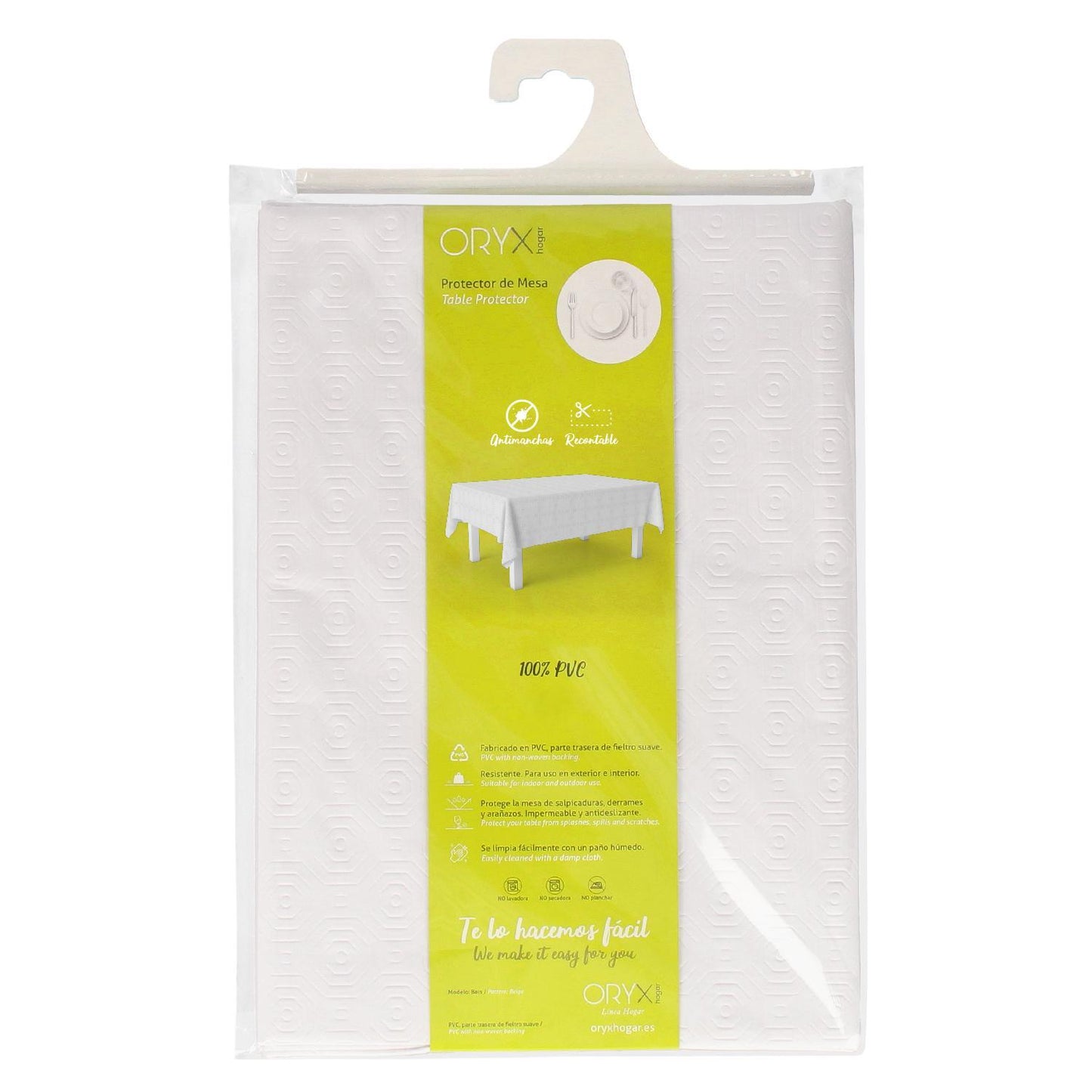 Mantel Hule Muleton Rectangular Blanco Impermeable Antimanchas Pvc 140x250 Cm. Recortable Uso Interior Y Exterior_3