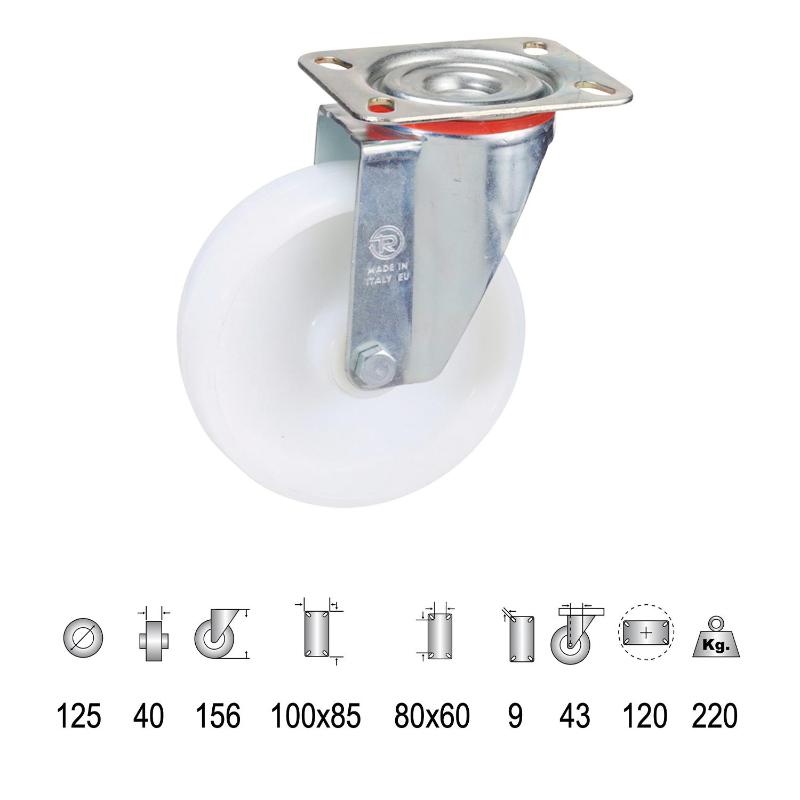 Rueda Industrial Nylon Placa 125 Mm._0