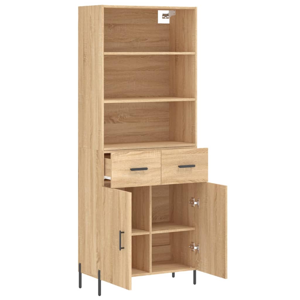 Aparador Alto Madera Contrachapada Color Roble 69,5x34x180 Cm_3