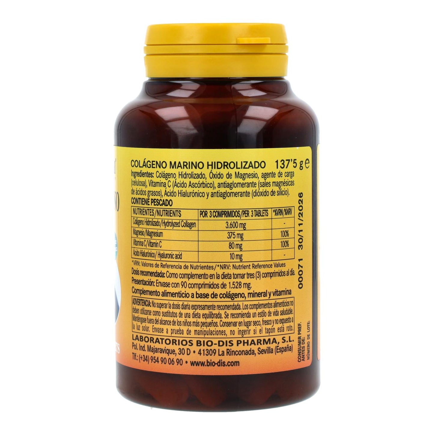 Colágeno marino hidrolizado + MG 1200 mg 90 comp