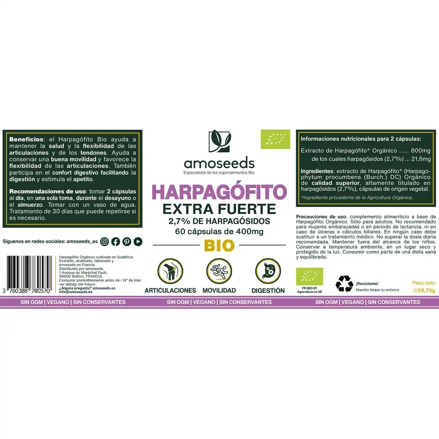 Harpagofito Bio, Extra Fuerte | 60 Cápsulas_4