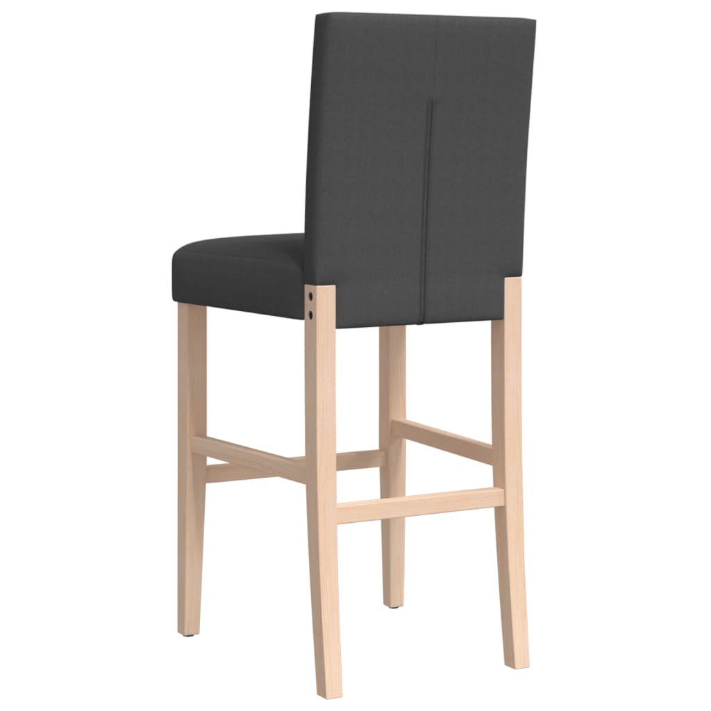 Taburetes Altos 2 Uds Madera Maciza De Caucho Y Tela_5