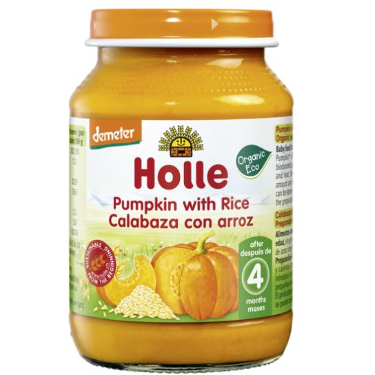 Tarrito ECO de calabaza y arroz +4 meses Holle, 190 g