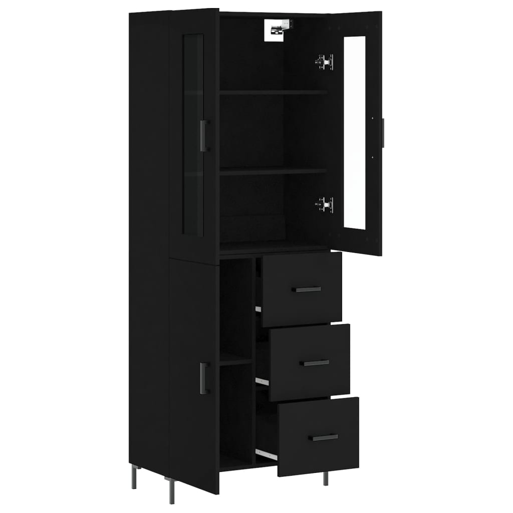 Aparador Alto Madera Contrachapada Negro 69,5x34x180 Cm_3