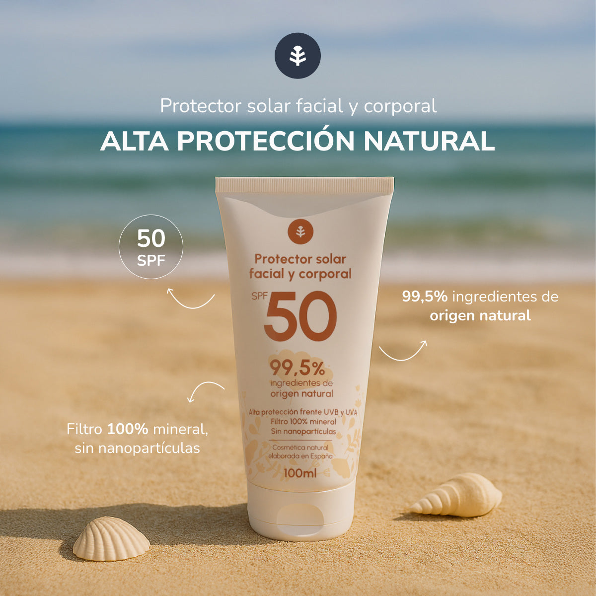 Crema de protección solar 100% mineral SPF50 Planeta Huerto 100 ml