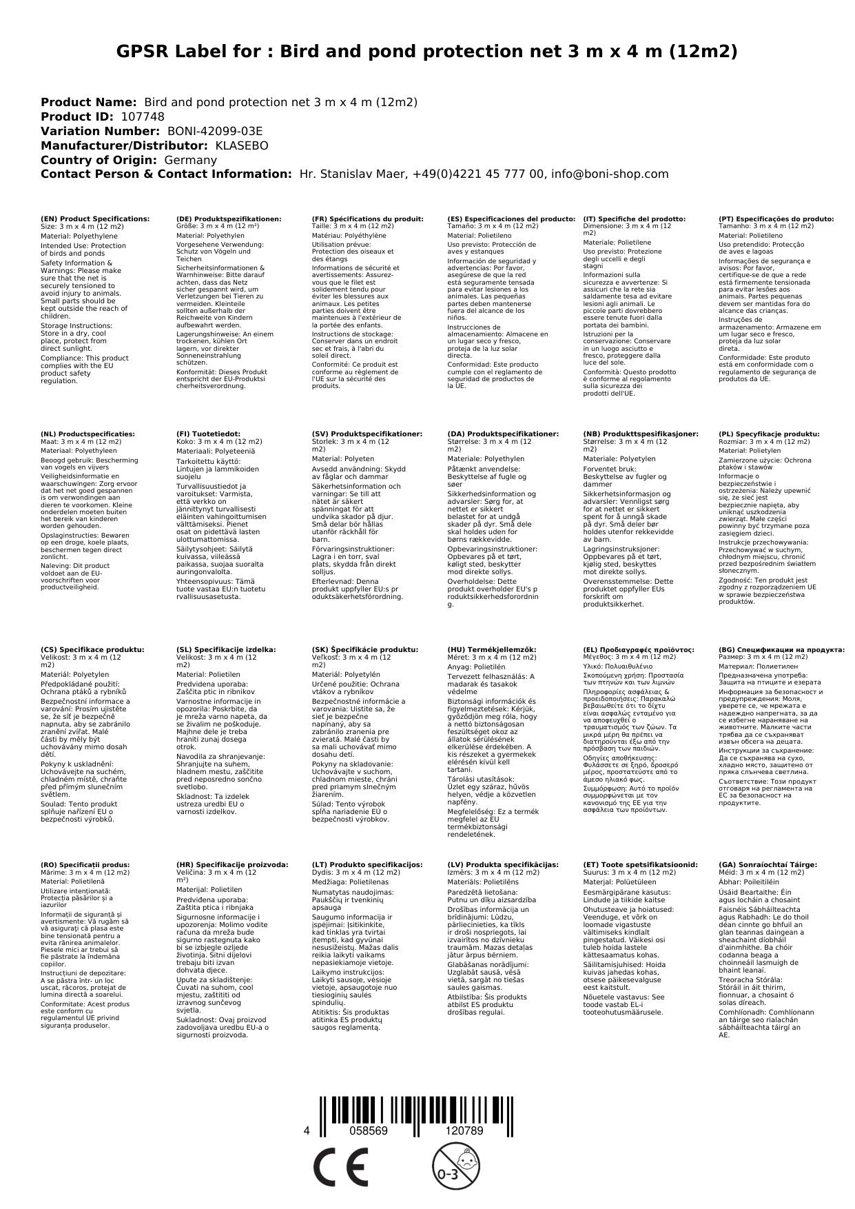 Vogel- Und Teichschutznetz 3 M X 4 M (12m²)_1