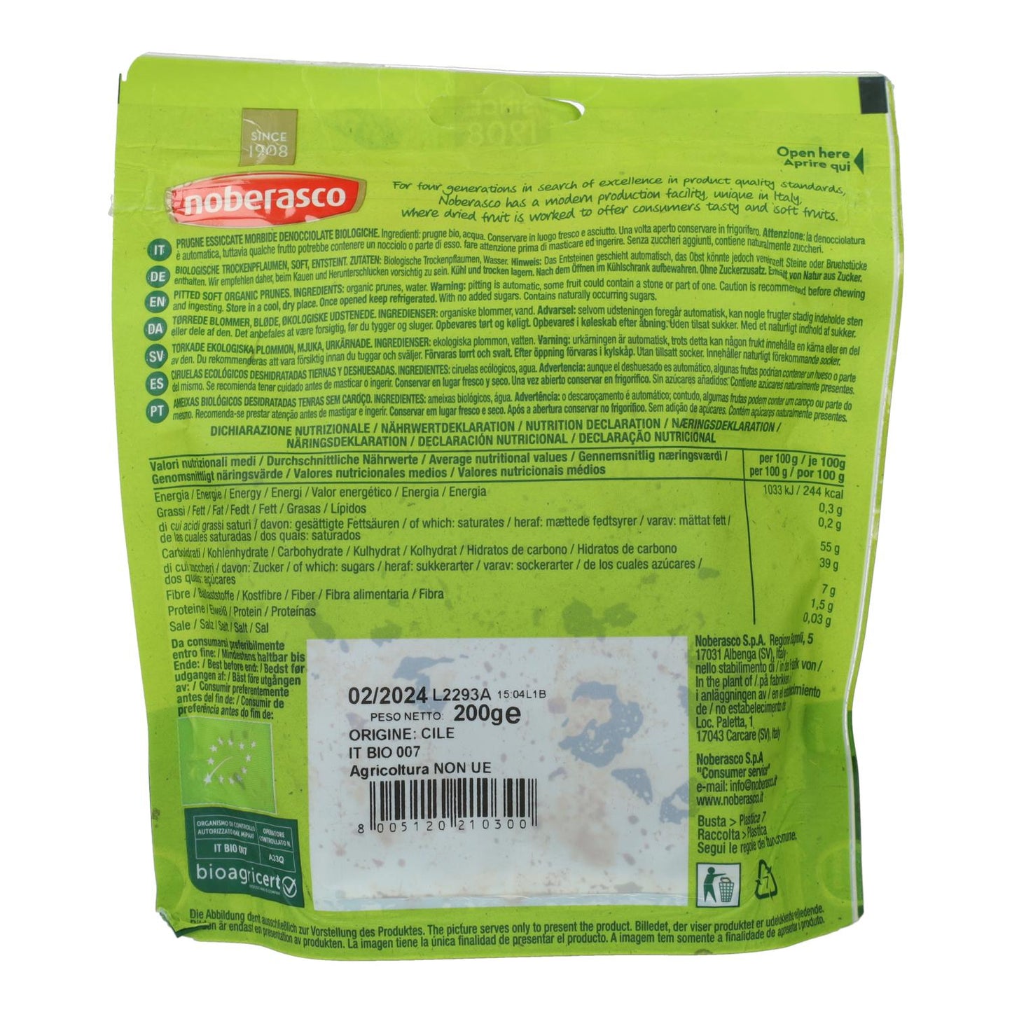 Ciruelas blandas sin hueso Noberasco 200 g