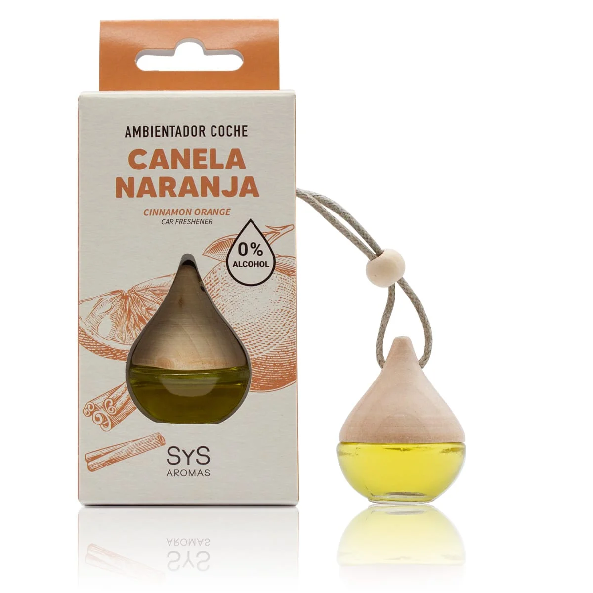 Ambientador Coche Canela-Naranja Gota SYS Aromas 6 ml | Aroma Cítrico y Especiado | Cálido y Envolvente_0