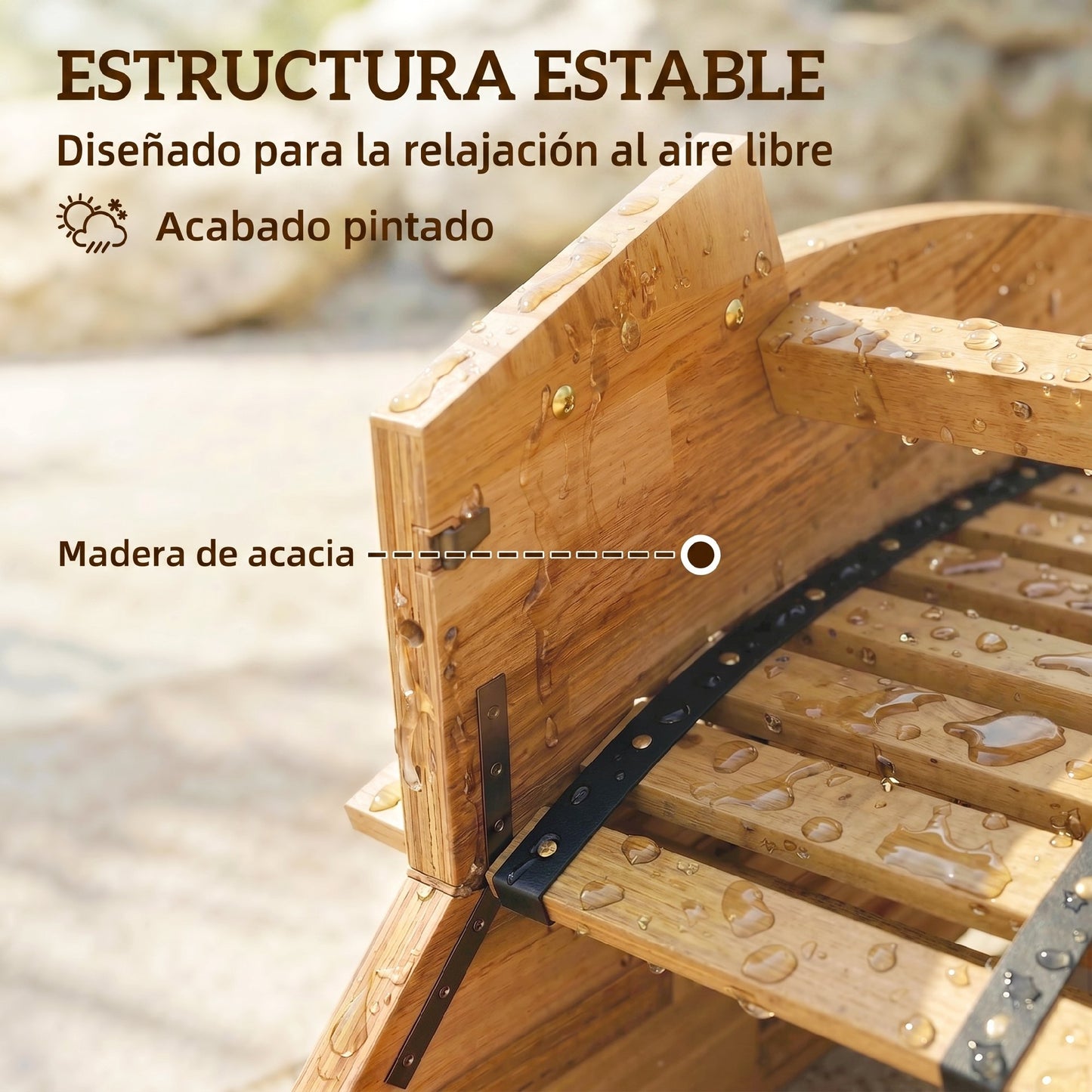 Outsunny Pack De 2 Sillas Mecedoras De Jardín De Madera Plegables Natural_5