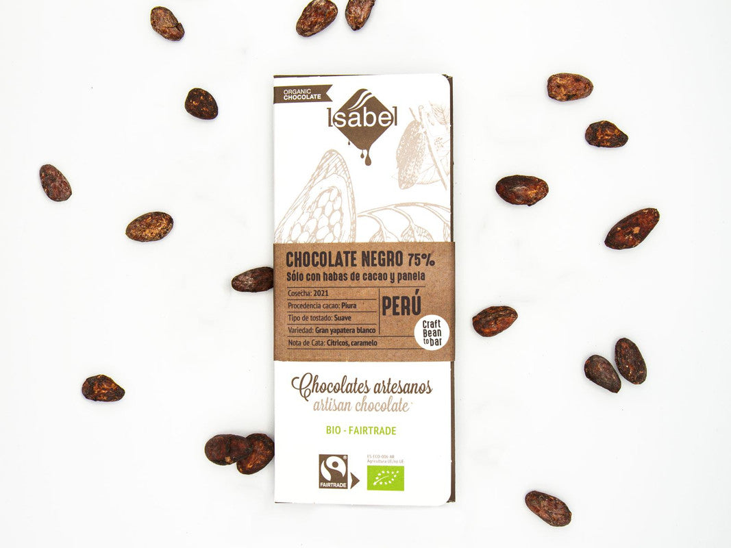 Tableta Bean To Bar Bio chocolate negro, 75% cacao_0
