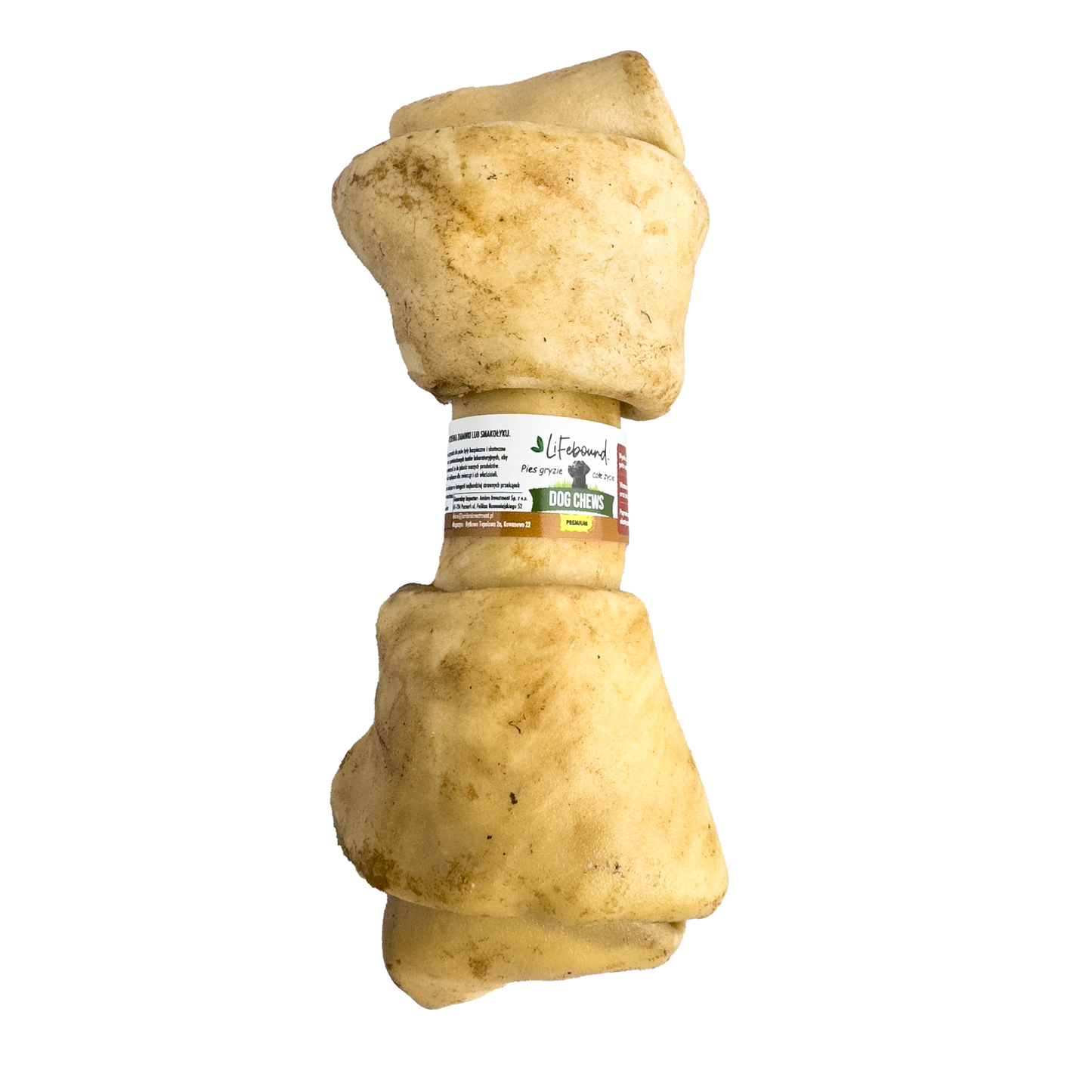 Lifebound - Hueso Masticable Natural Para Perros De Cuero De Ternera, Forma Hueso, Sabor Mantequilla Maní - 4 uds XL