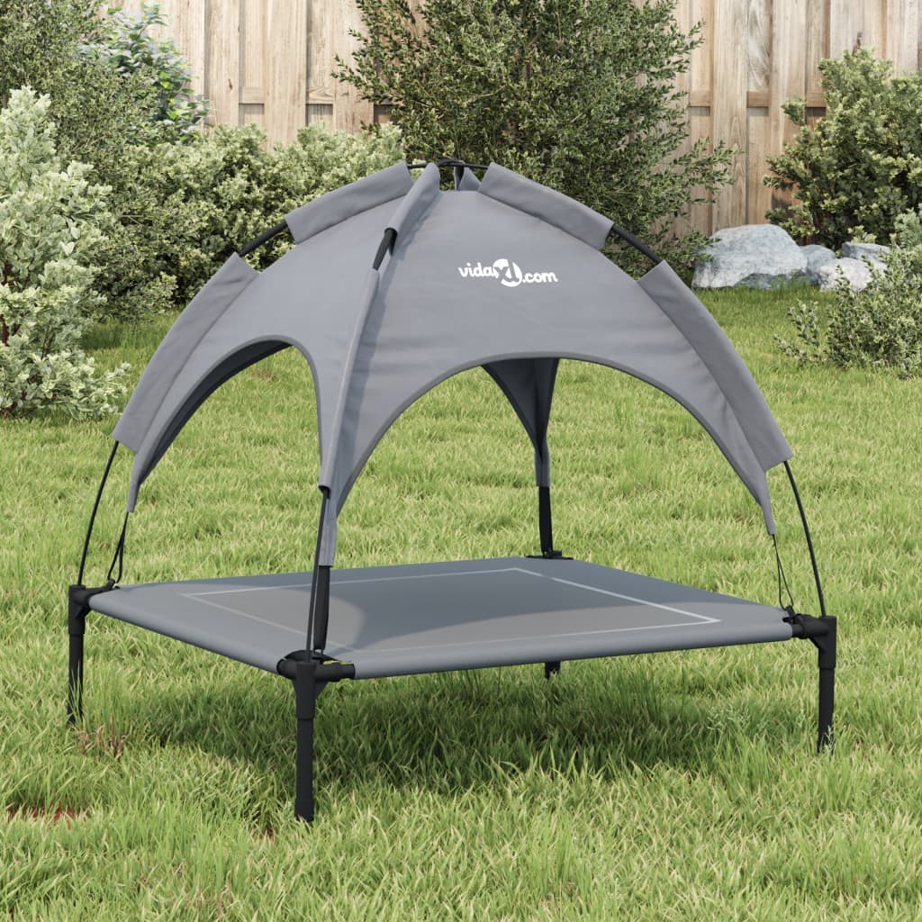 Cama Para Perros Con Dosel Antracita Tela Oxford Y Acero / Vetonek_5