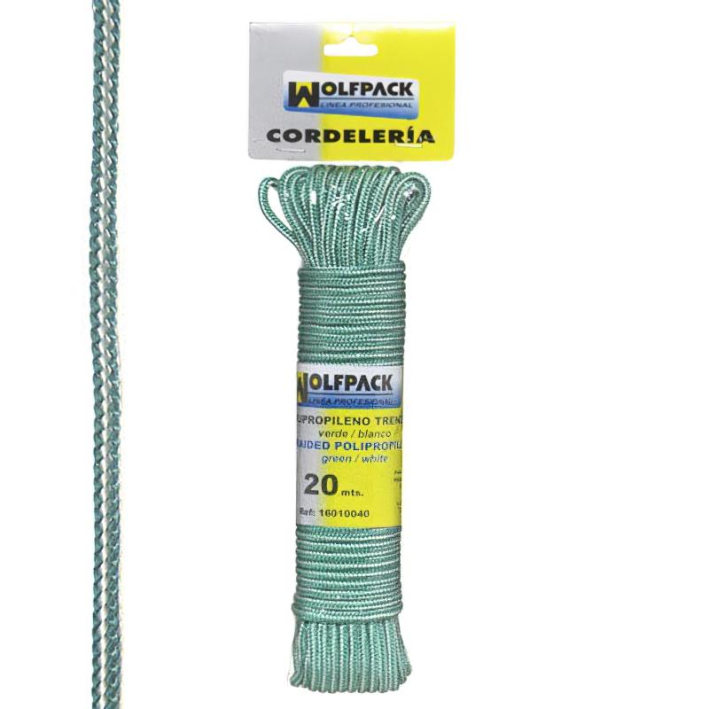 Cuerda Trenzada Polipropileno Blanca / Verde (madeja 20 M.)