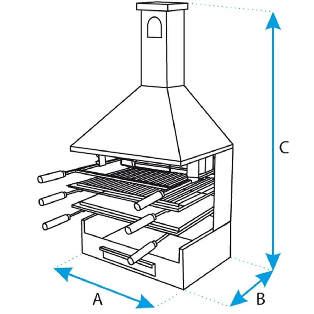 Barbacoa con Chimenea, Plancha, Parrilla y Kit de Rustido Imex el Zorro 61 x 40 x 135 cm