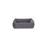 Cama Rectangular De Pana Para Perro Modelo Wuapu Alins 75x60cm Color Gris Con Detalle Canela