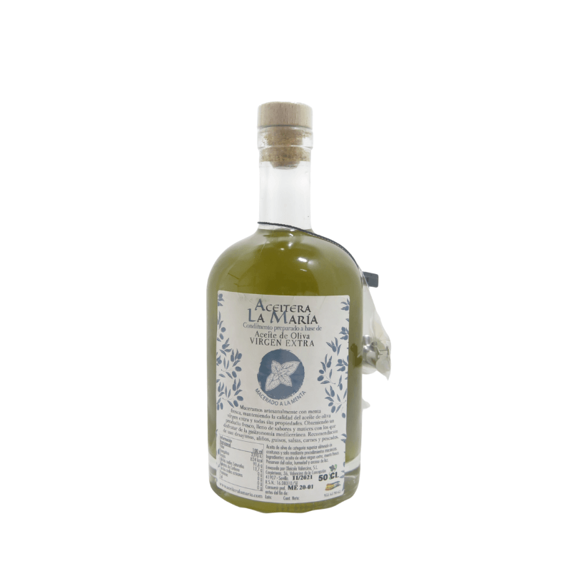 Aceite De Oliva Virgen Extra Macerado A La Menta 50 Cl Con Vertedor Metálico