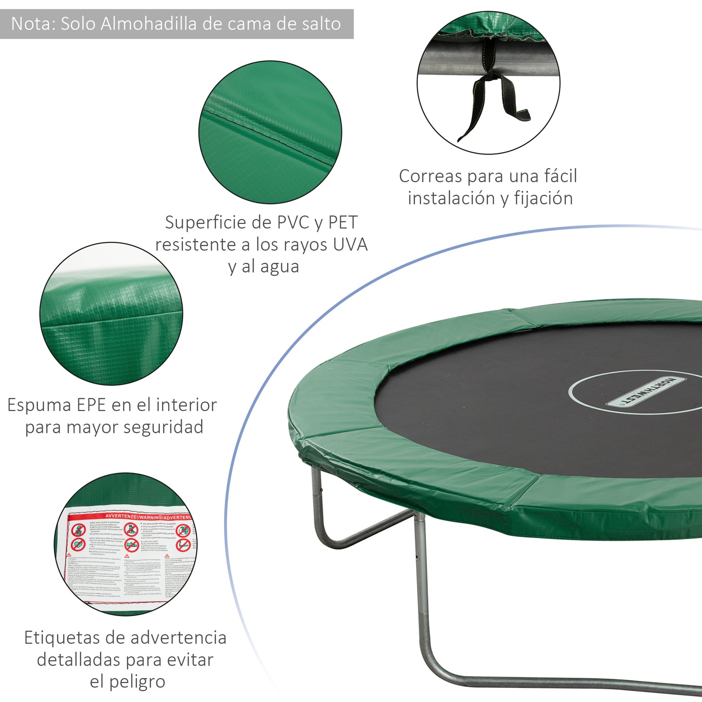 Homcom Cubierta Protectora Para Borde De Cama Elástica Trampolín Medidas_5