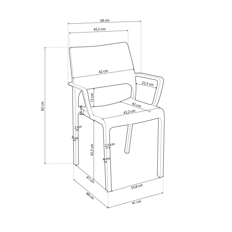 Pack 4 Sillas De Exterior Ocean Apilables, Polipropileno, Antracita, 53 X 82 X 58_5