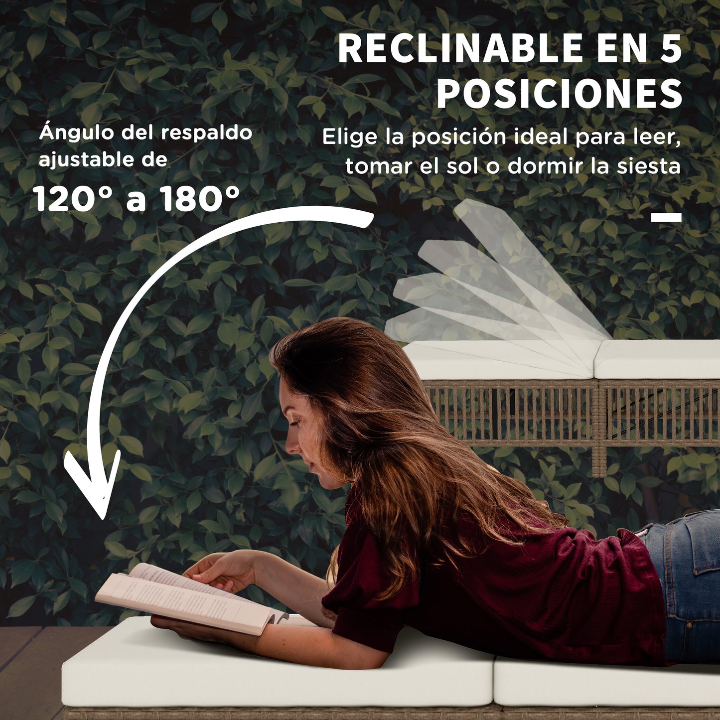 Outsunny Conjunto De 2 Tumbonas De Ratán Con Mesa De Centro Beige_5