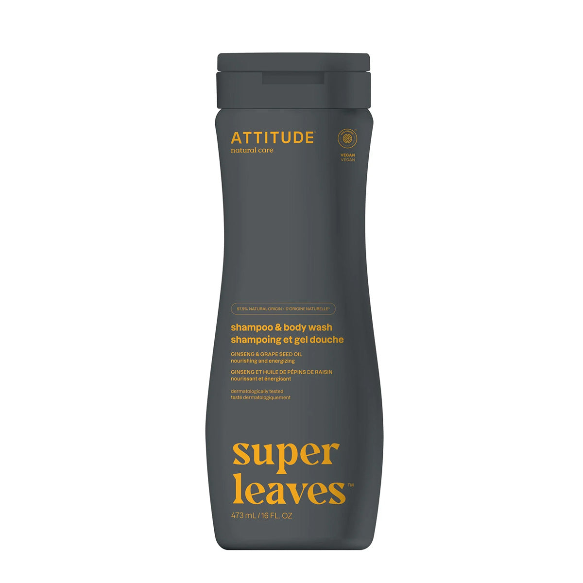 Super leaves Champú y Gel de Ducha 2 en 1 Nutritivo & Energizante para Hombre 473 ml