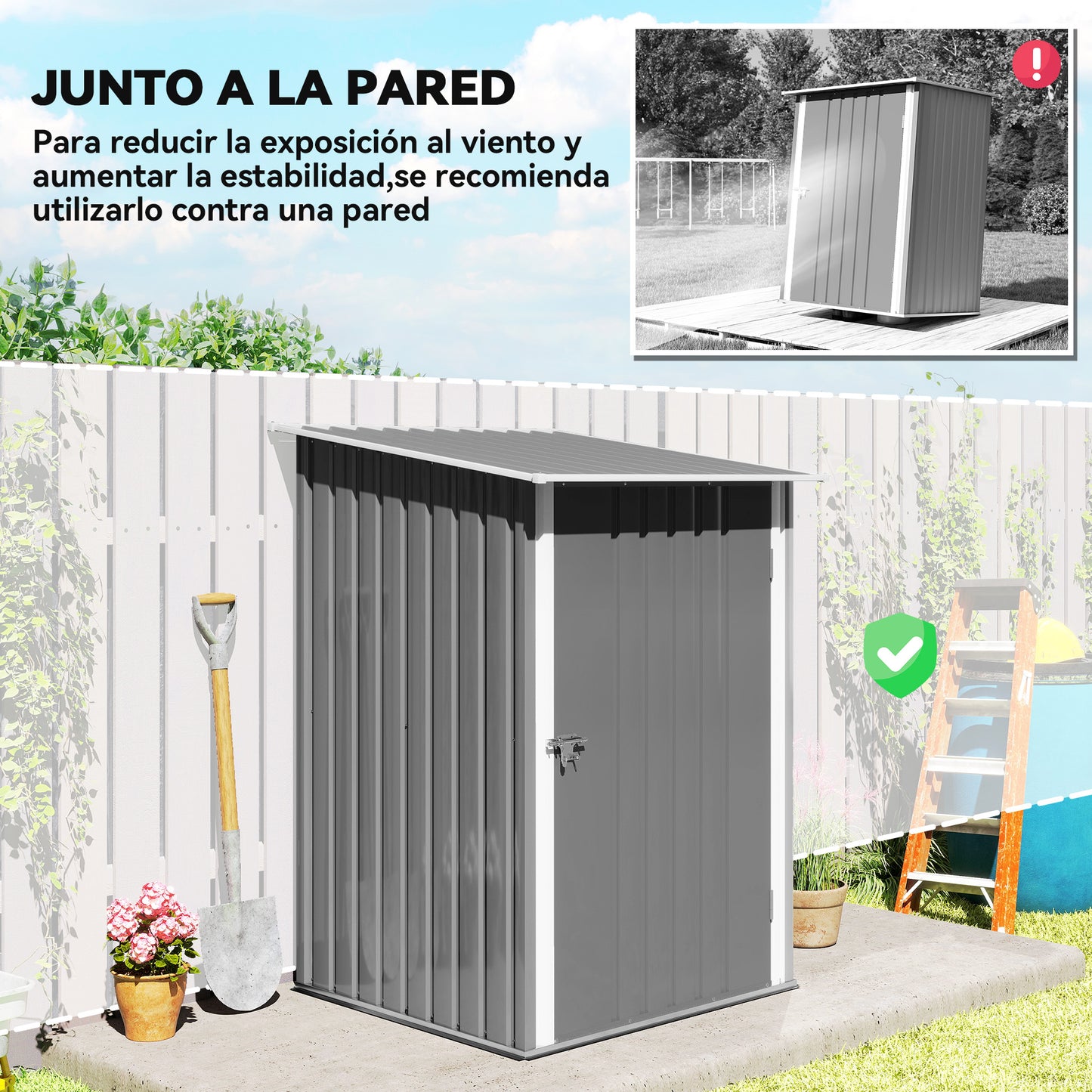Outsunny Cobertizo De Jardín De Exterior 0,92 M² 100x103x160 Cm Gris_5