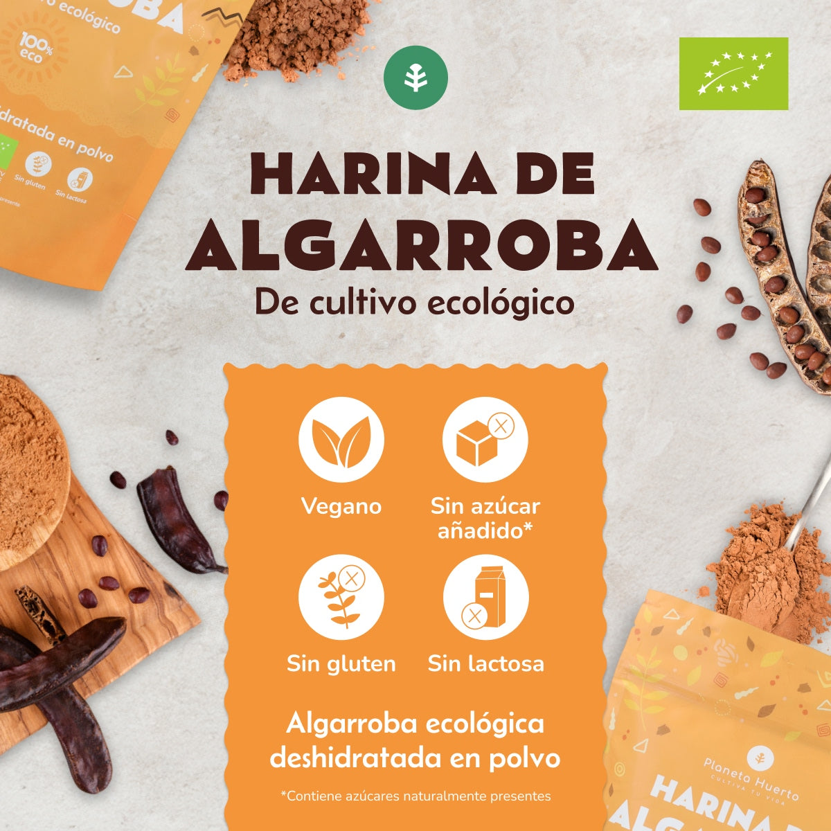 Harina de Algarroba ECO, Planeta Huerto, 250 g
