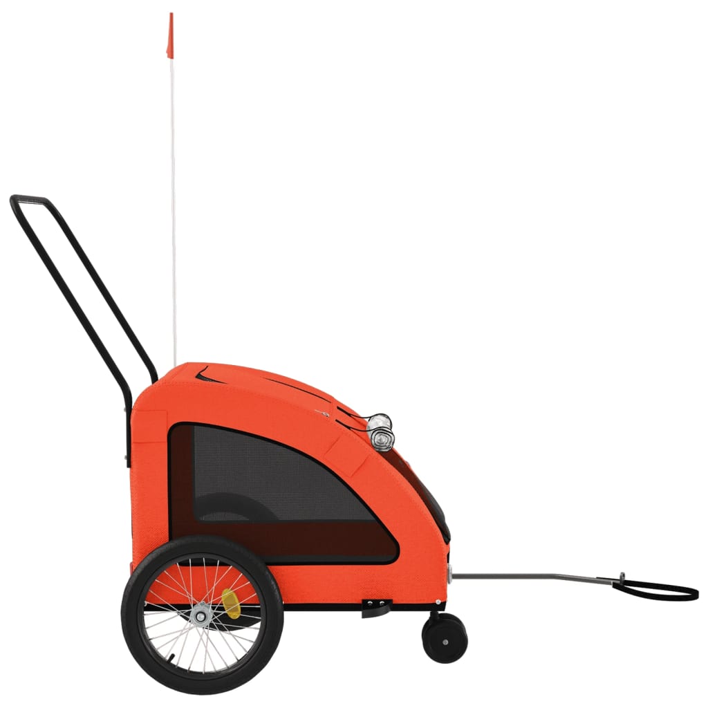 Remolque De Bicicleta Mascotas Hierro Tela Oxford Naranja Gris_5