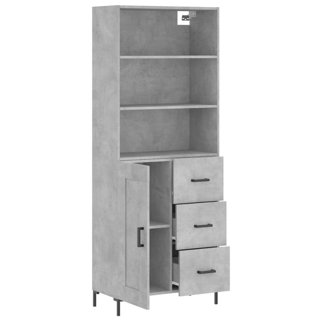 Aparador Alto Madera Contrachapada Gris Hormigón 69,5x34x180 Cm_3