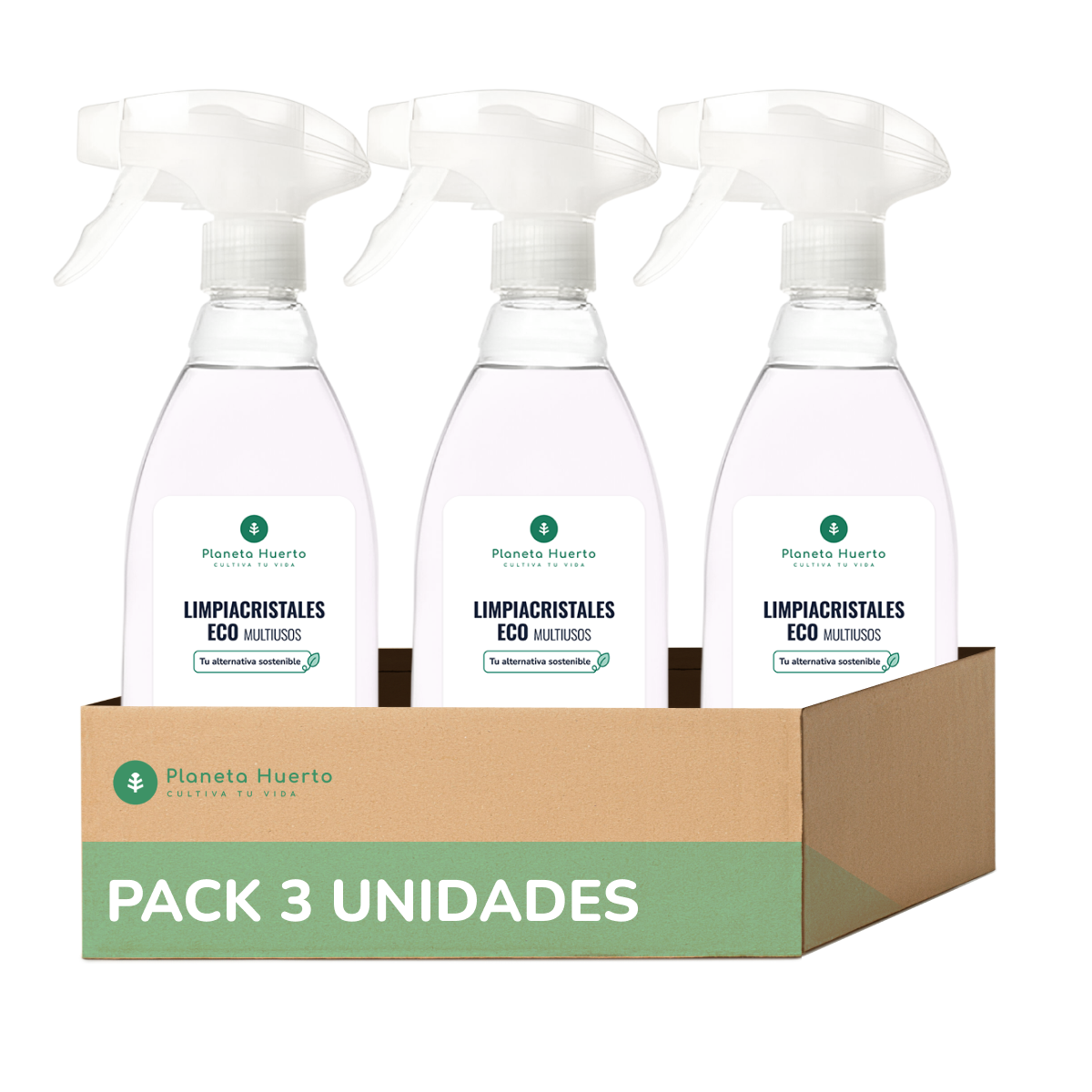 Pack 3xLimpiacristales Y Multiusos Eco Planeta Huerto 750ml