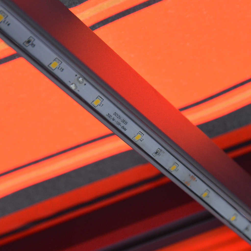 Toldo Retráctil Manual Con Led Naranja Y Marrón 300x250 Cm_5