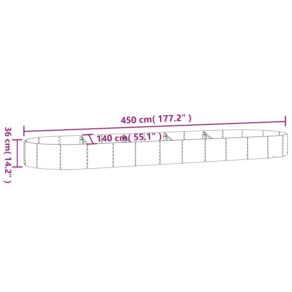 Jardinera Arriate Acero Galvanizado Marrón 450x140x36cm_5