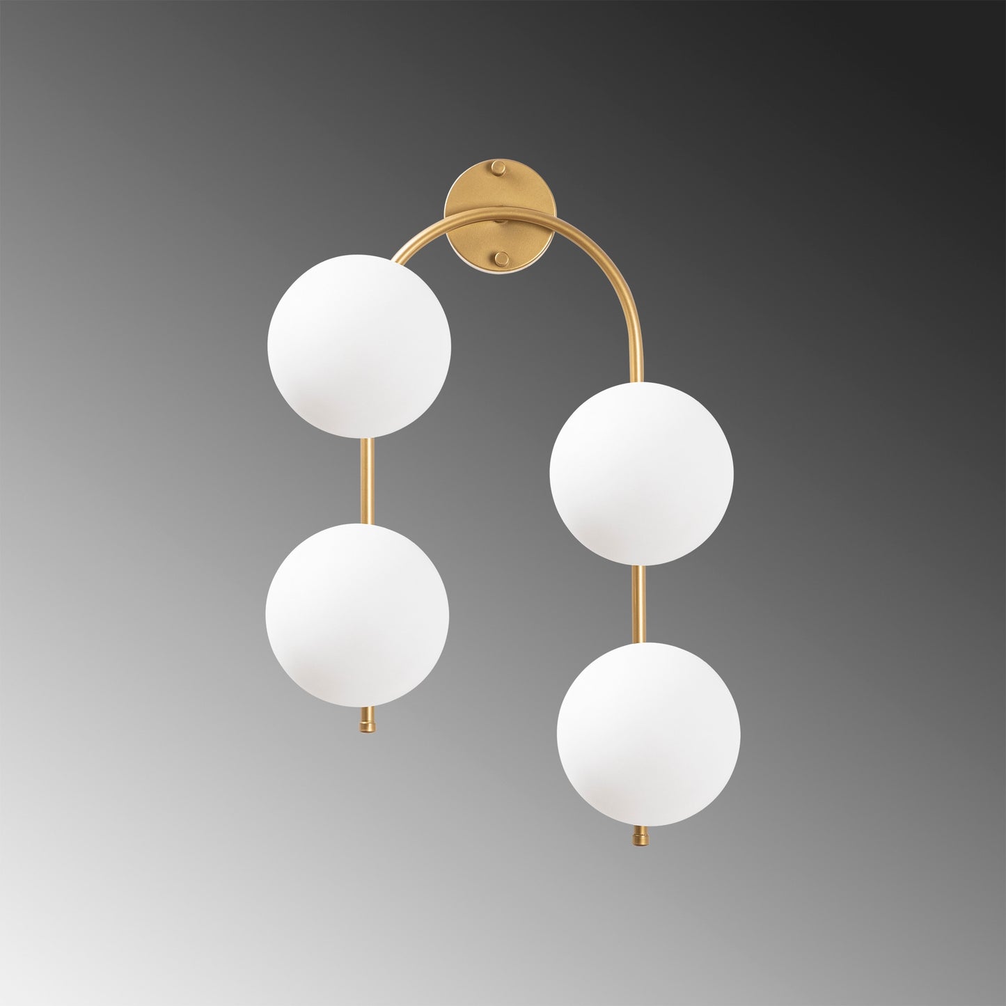 Aplique De Pared Curvo, 4 Blancas, Metal , Oro Brillante, 40x26x62, Casquillo 4 X E14 Max 15 W_5