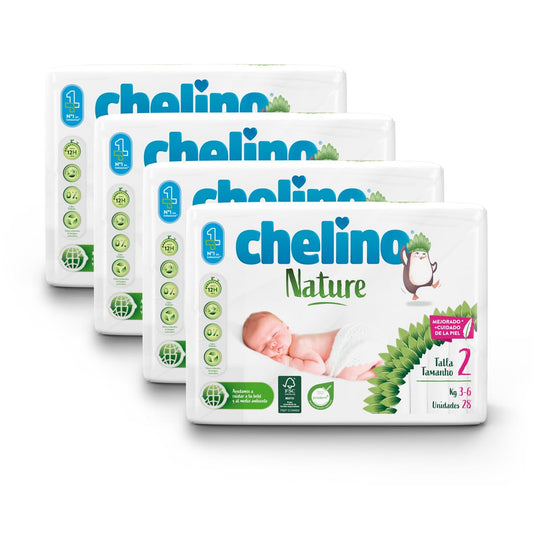 Pack ahorro Pañales T2 3-6 kg Chelino Nature 112 Uds