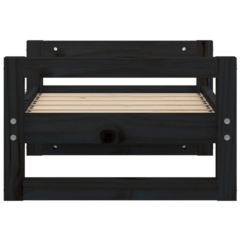 Vidaxl Cama Para Perros Madera Maciza De Pino Negro 55,5x45,5x28 Cm_5