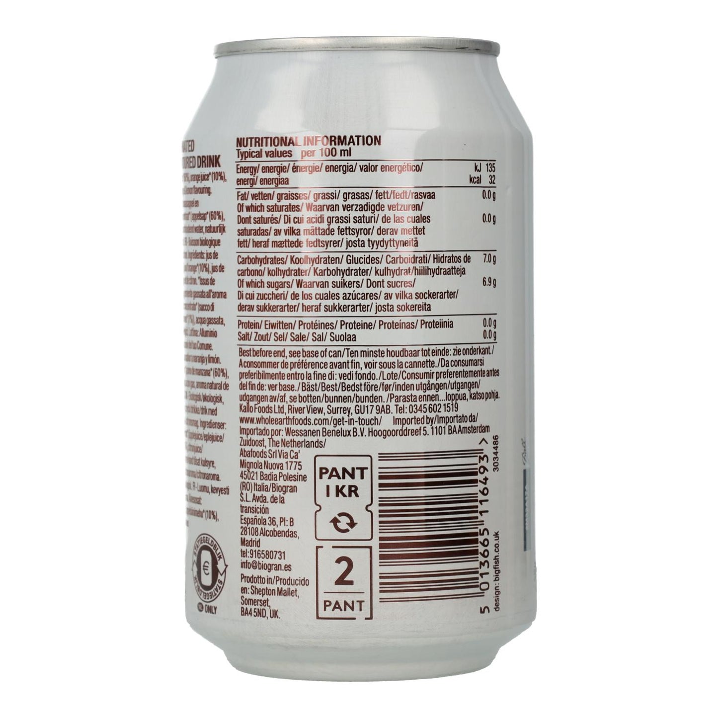 Refresco Bio Naranja y Limón Whole Earth 330 ml