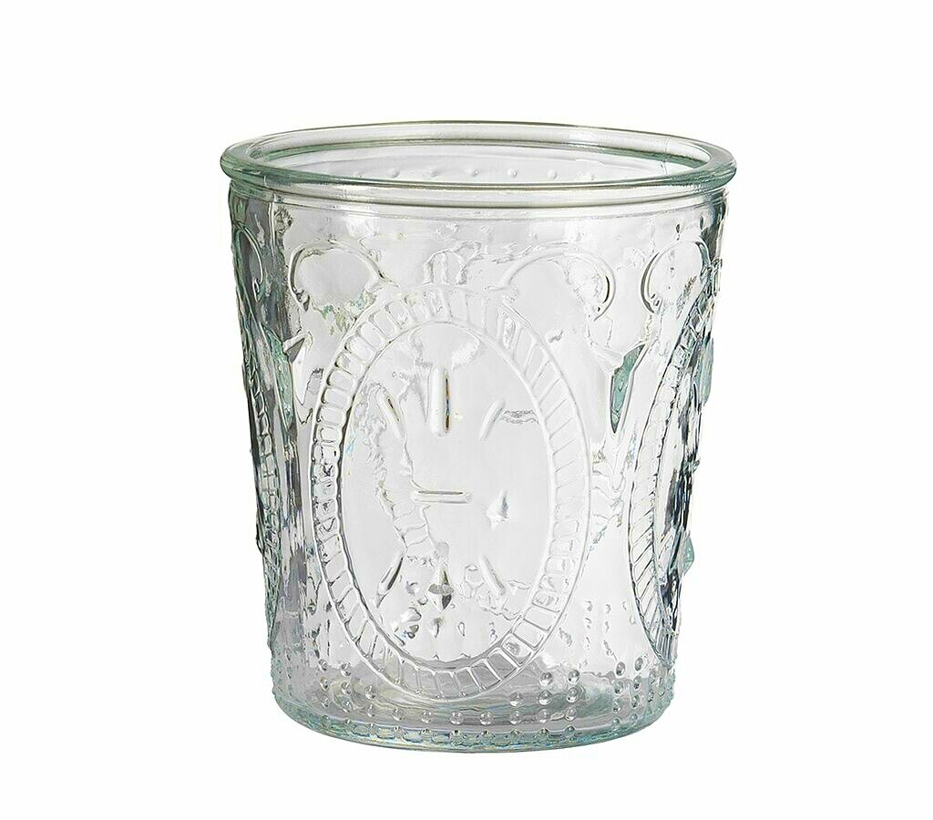 Macetero De Cristal Con Relieve Decorado 13.5x15cm_0