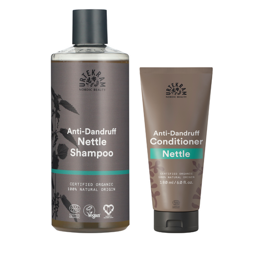 Pack Champú de Ortiga Anticaspa 500 ml + REGALO Acondicionador de Ortiga 180 ml Urtekram