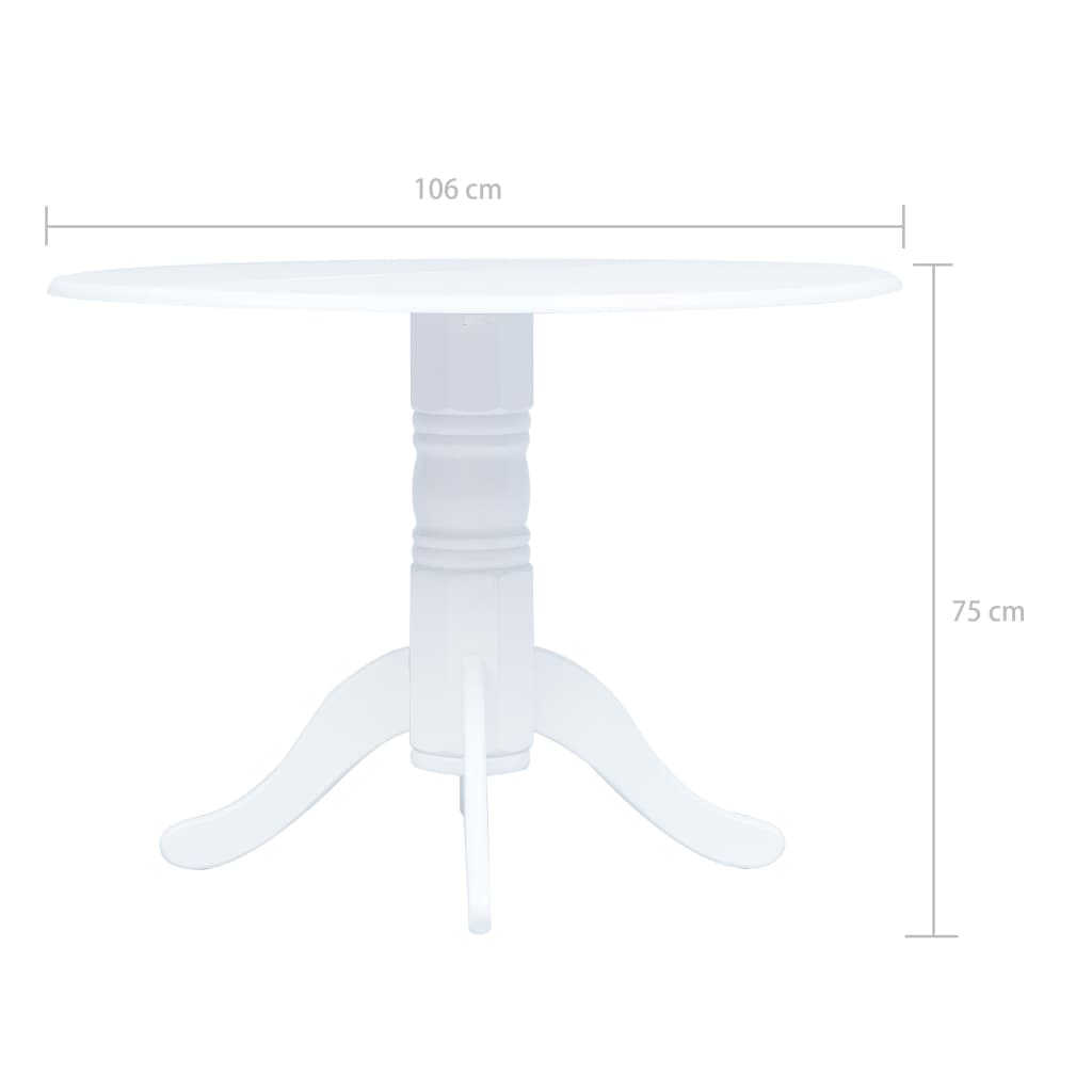 Mesa De Comedor De Madera Maciza De Caucho Blanca 106 Cm_3