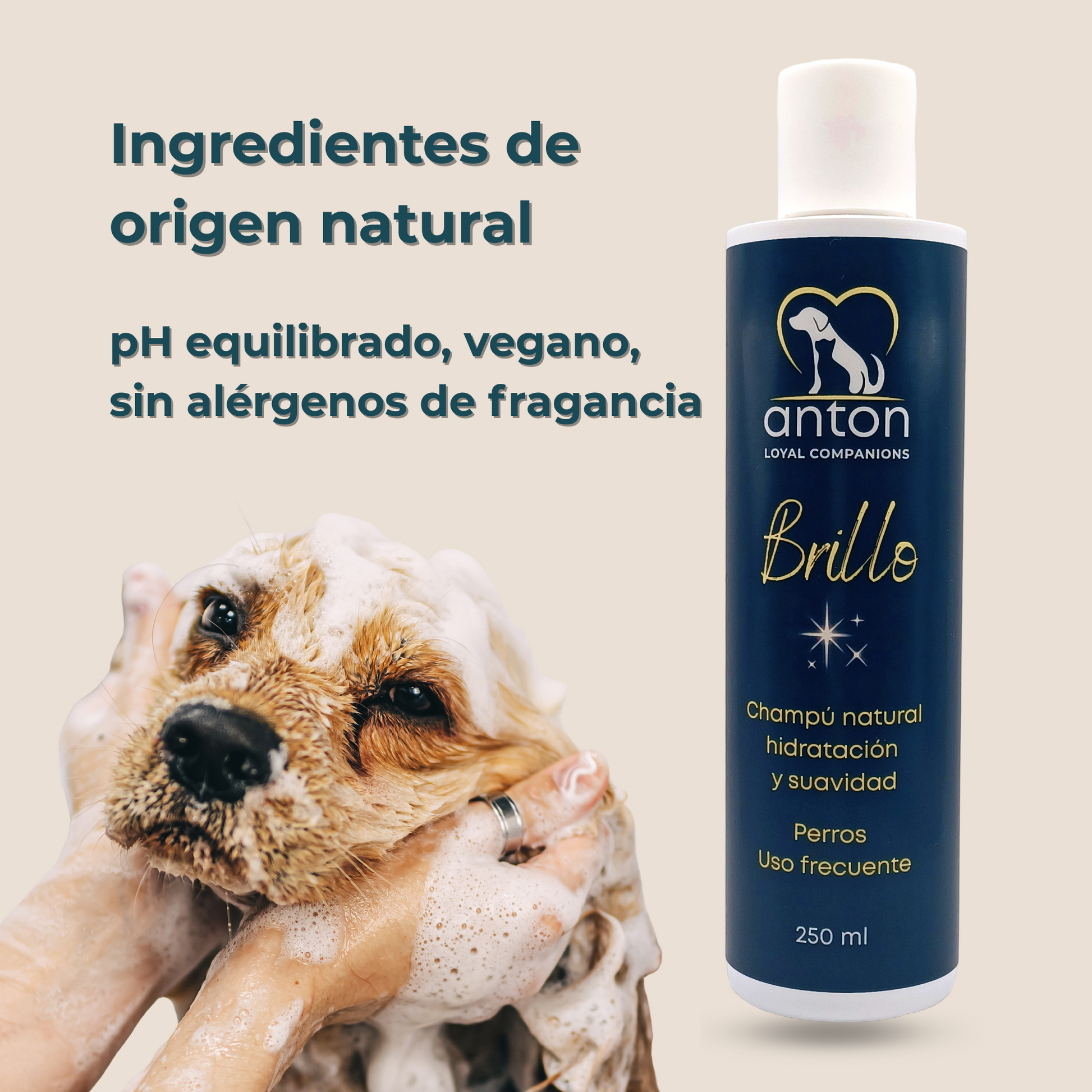 Champú natural para perros Brillo – hidratación y suavidad 250 ml