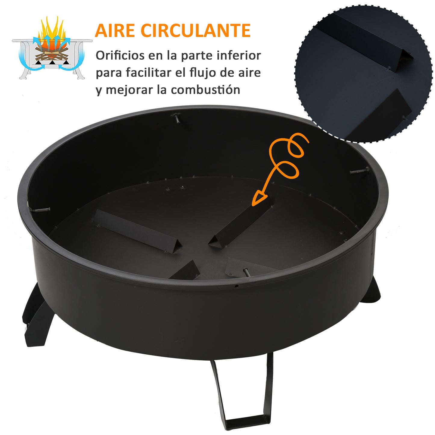 Outsunny Brasero Exterior Ø76x49,5 Cm 2 En 1 Con Parrilla Barbacoa Calefacción_5