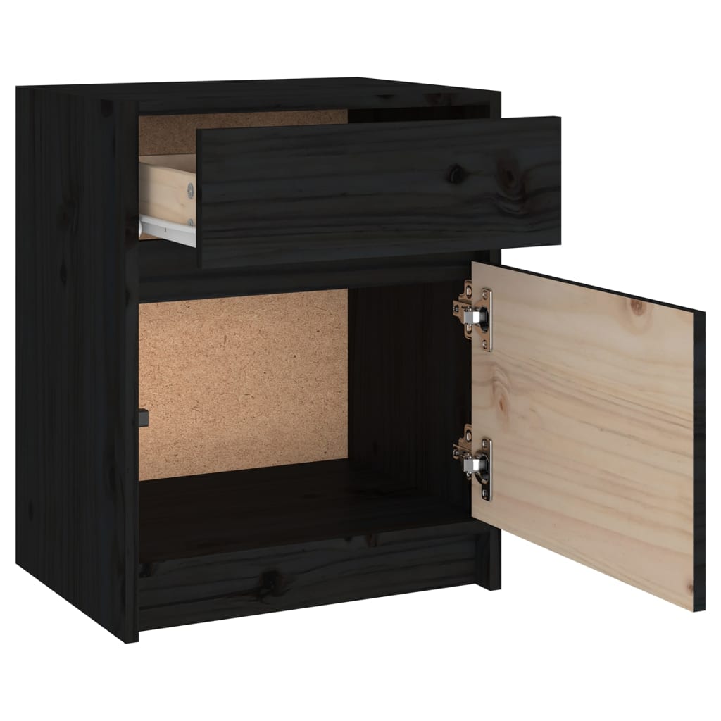 Mesitas De Noche 2 Uds Madera Maciza Pino Negro 40x31x50 Cm_4
