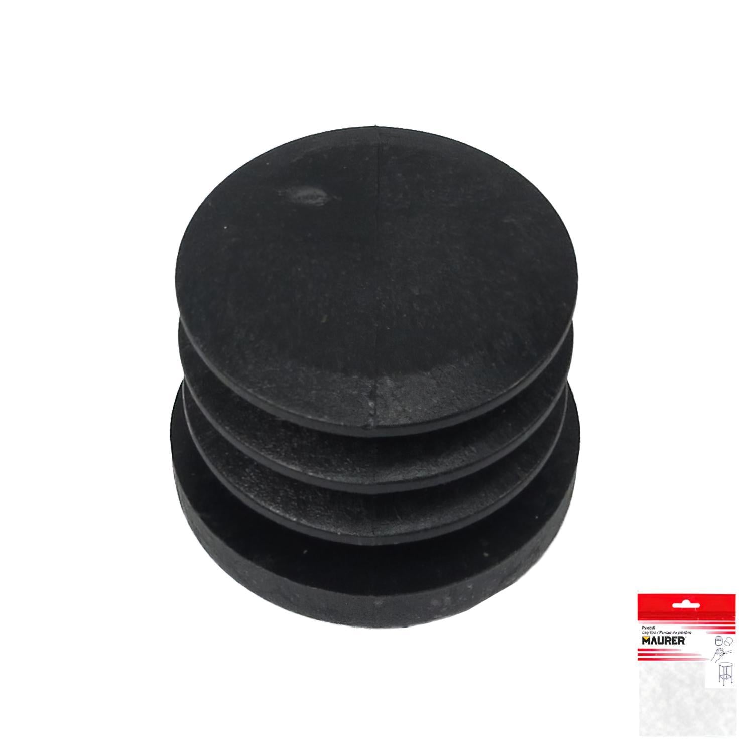 Contera Redonda Interior Negra 30mm. Blister 4 Piezas.