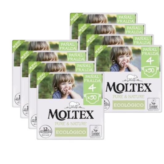 Pack Ahorro Pañales Moltex Pure & Nature T4 (9-15 kg),  400 Uds