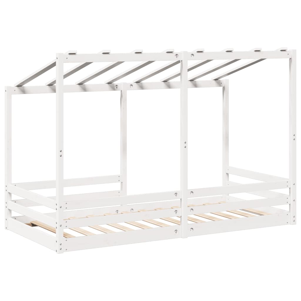 Cama Infantil Con Techo Madera Maciza Pino Blanca 90x200 Cm_5