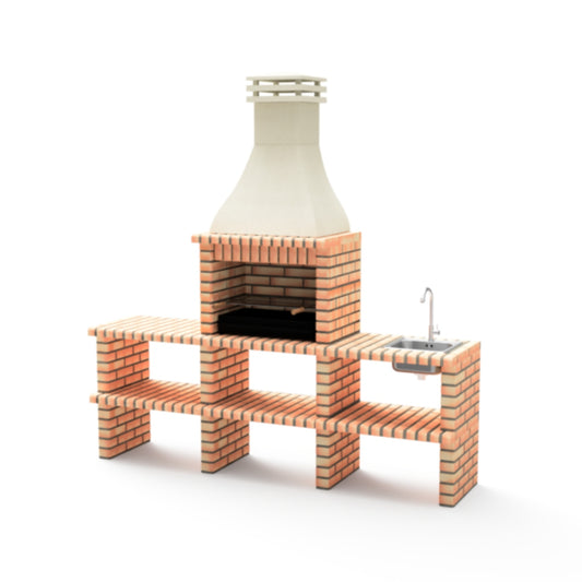 Barbacoa Khiva Plus con doble bancada y fregadero, Movelar