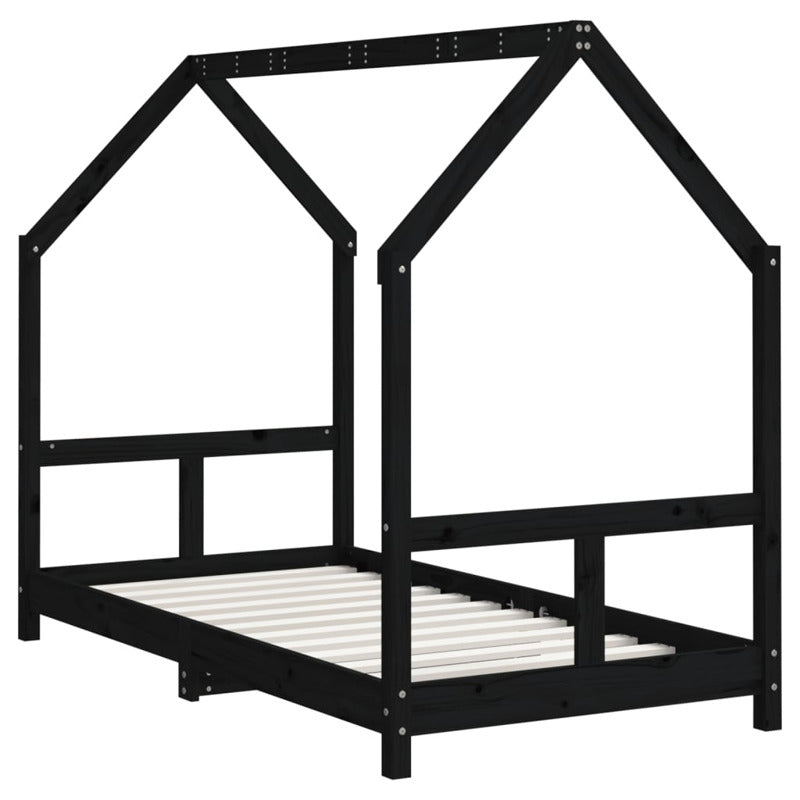 Vidaxl Estructura De Cama Para Niños Madera De Pino Negro 80x160 Cm_5
