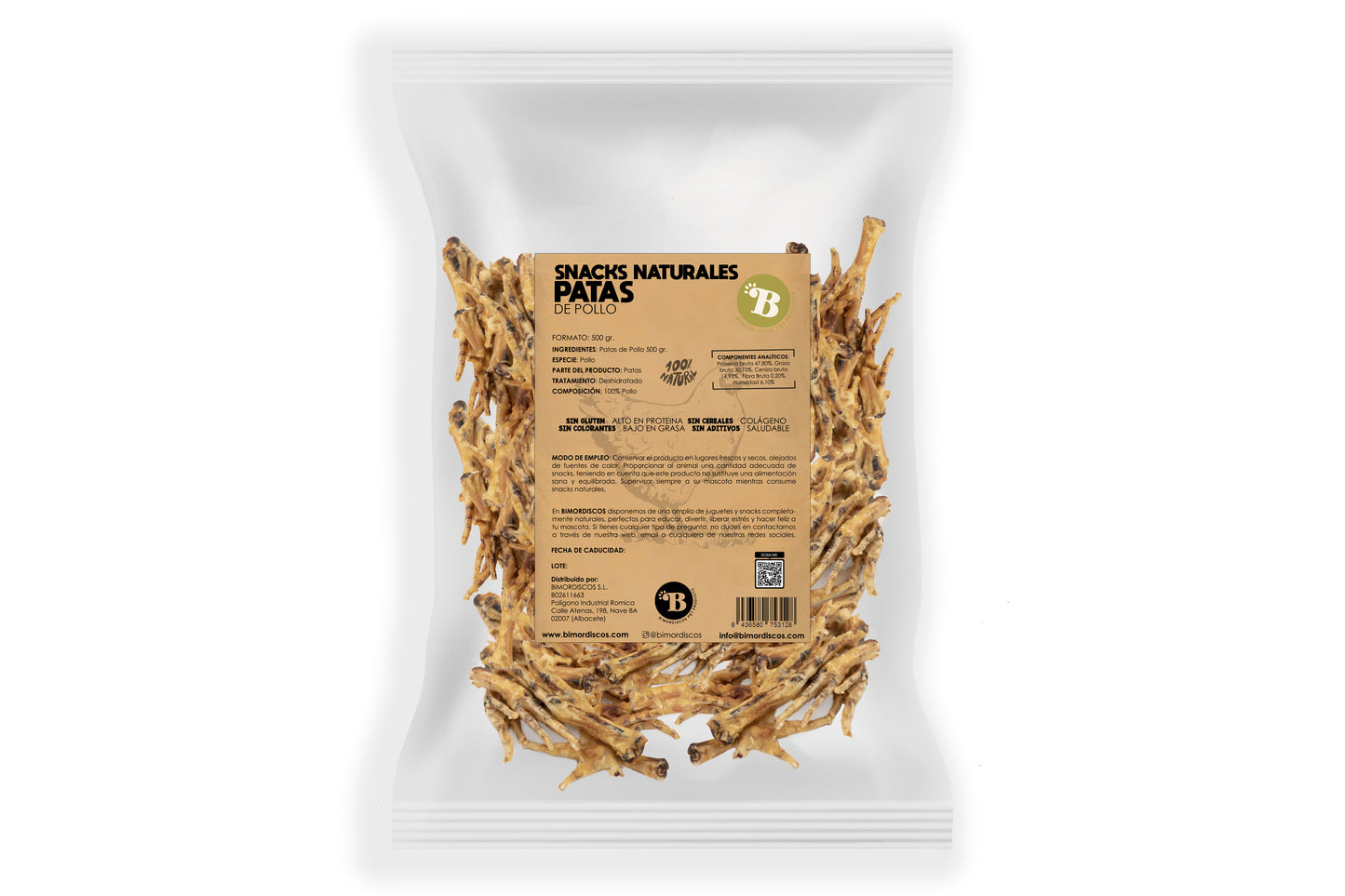 Bimordiscos Patas De Pollo Para Perros Y Gatos · 500g.