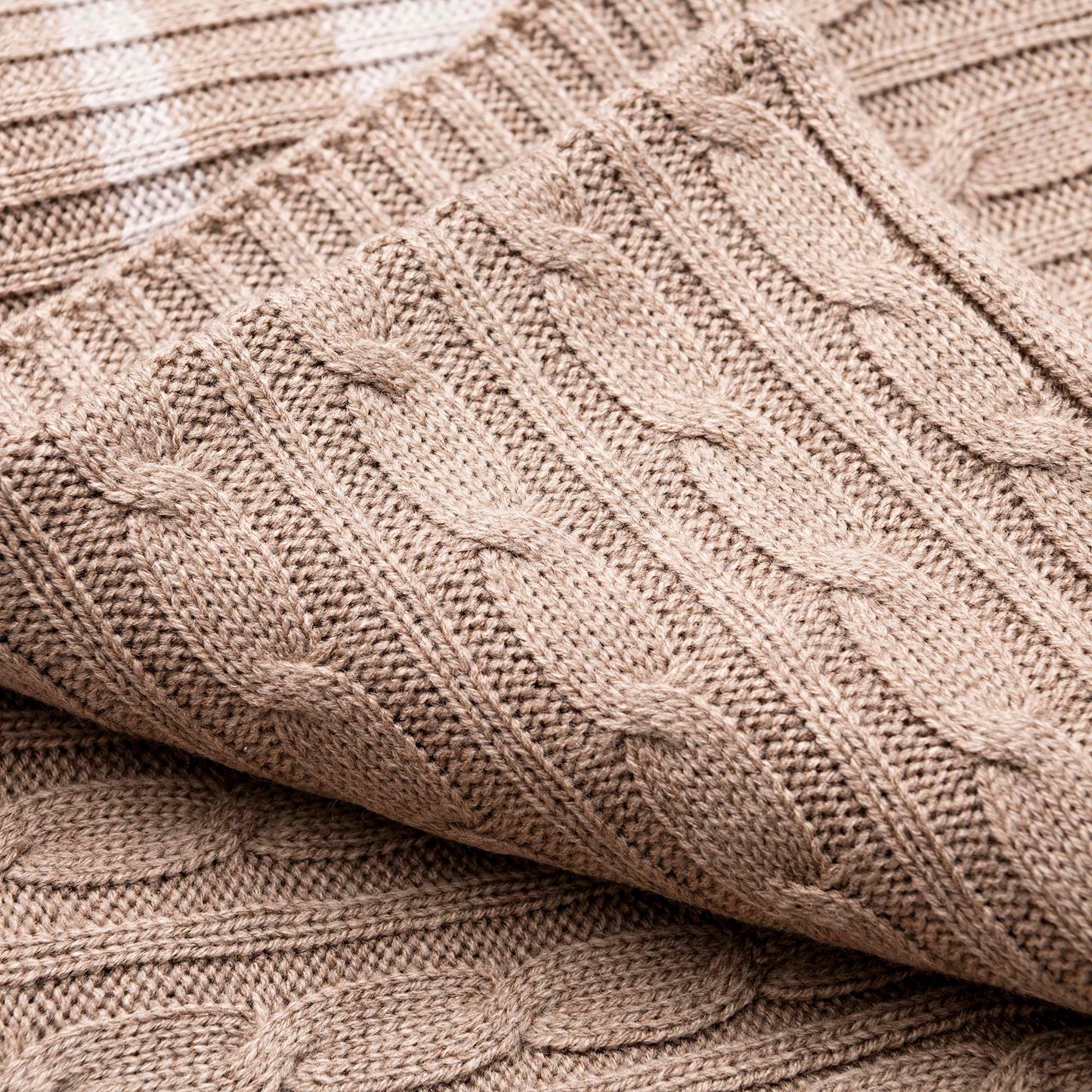 Manta Punto De Ochos 140x190cm 100% Acrílico 200gsm Marrón Con Rallas Beige Scalpers Home_5