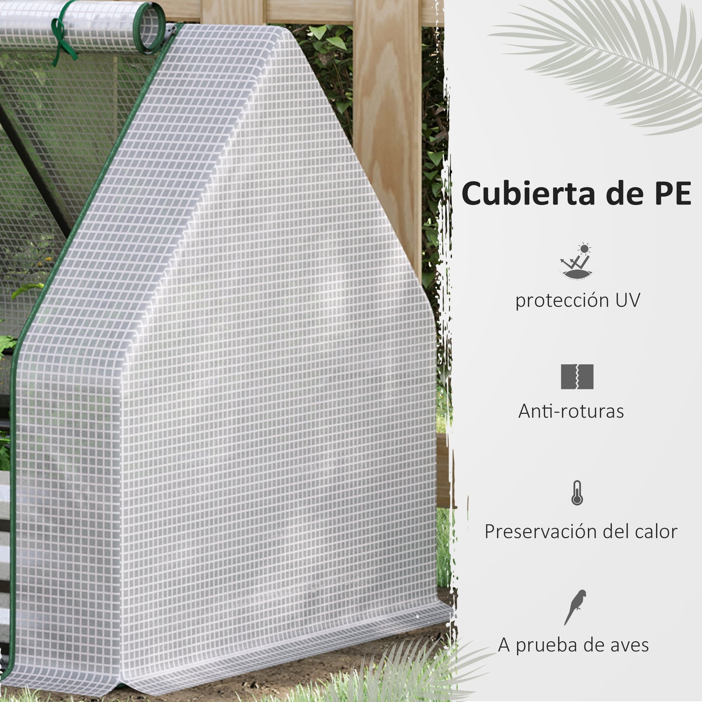 Outsunny Invernadero Jardín 127x95x92 Cm Con Arriate De Acero Cubierta Pe Blanco_5